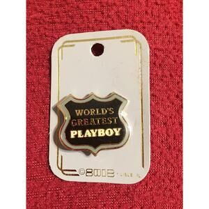 Vintage "Worlds Greatest Playboy" Enamel Pin Back Lisle IL USA